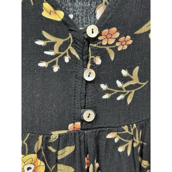 Altar'd State Floral Dress Boho Bell Sleeve Womens‎ Small Black Swing Button - Picture 6 of 8